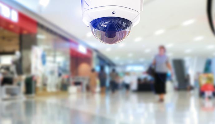 installed cc camera on shopping mall